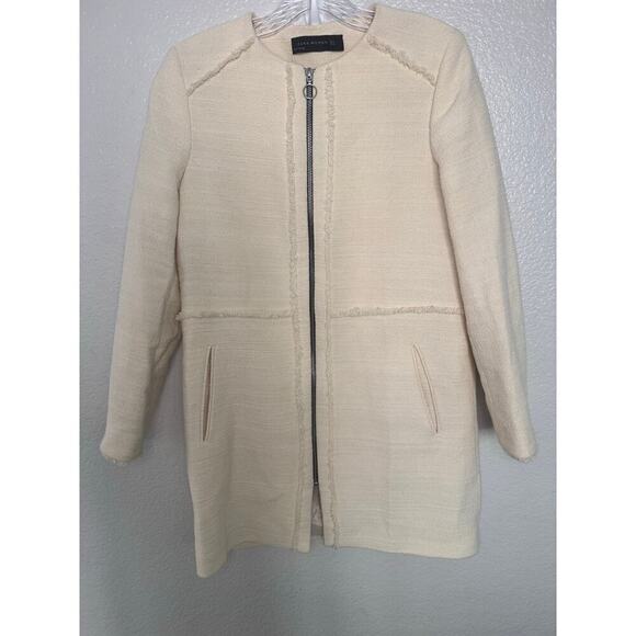 Zara Cream Tweed Boucel Jacket Size S - Picture 5 of 7